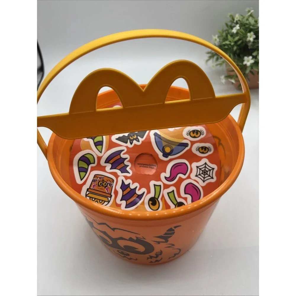 2024 McDonald's Halloween Orange Monster Bucket Pail w handle Preown Collectable